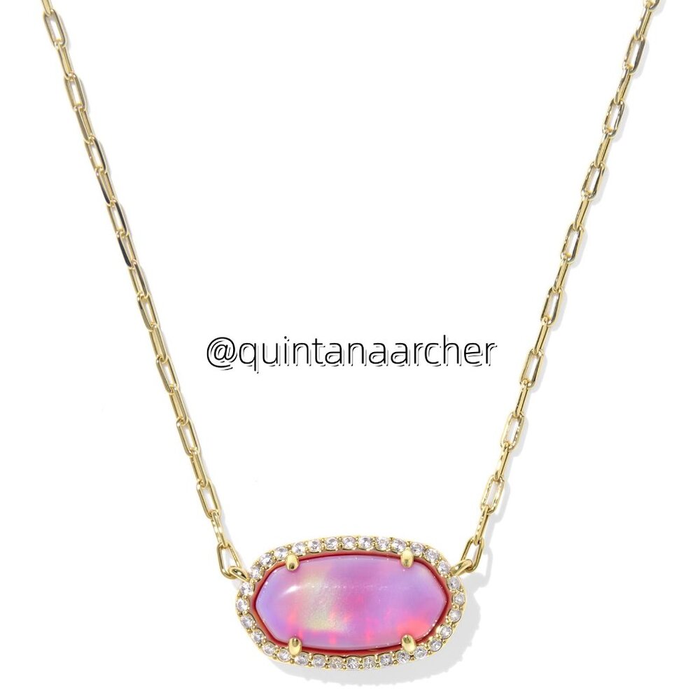 Elisa Pave Frame Gold Short Pendant Necklace